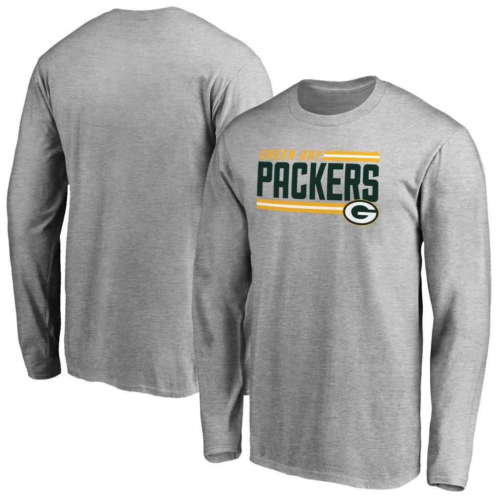 Green Bay Packers Iconic Collection On Side Stripe Long Sleeve T-Shirt Ash