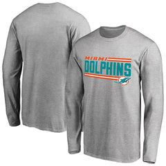 Miami Dolphins Iconic Collection On Side Stripe Long Sleeve T-Shirt Ash