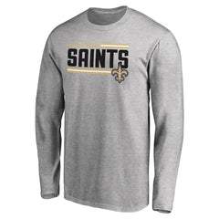 New Orleans Saints Iconic Collection On Side Stripe Long Sleeve T-Shirt Ash