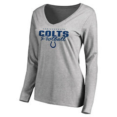 Indianapolis Colts Women's Iconic Collection Script Assist Long Sleeve V-Neck T-Shirt Ash