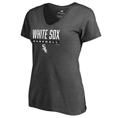 Chicago White Sox Women's Win Stripe V-Neck T-Shirt - Ash - MLB Online