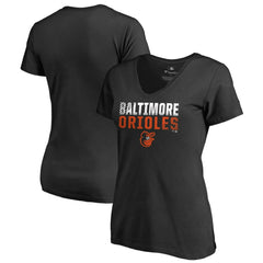 Baltimore Orioles Women's Fade Out V-Neck T-Shirt - Black - MLB Discount