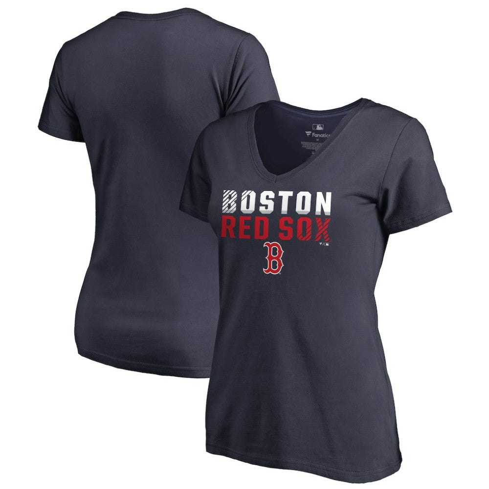 Boston Red Sox Women's Fade Out V-Neck T-Shirt - Navy - MLB on Sale