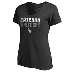 Chicago White Sox Women's Fade Out V-Neck T-Shirt - Black - MLB Lifestyle