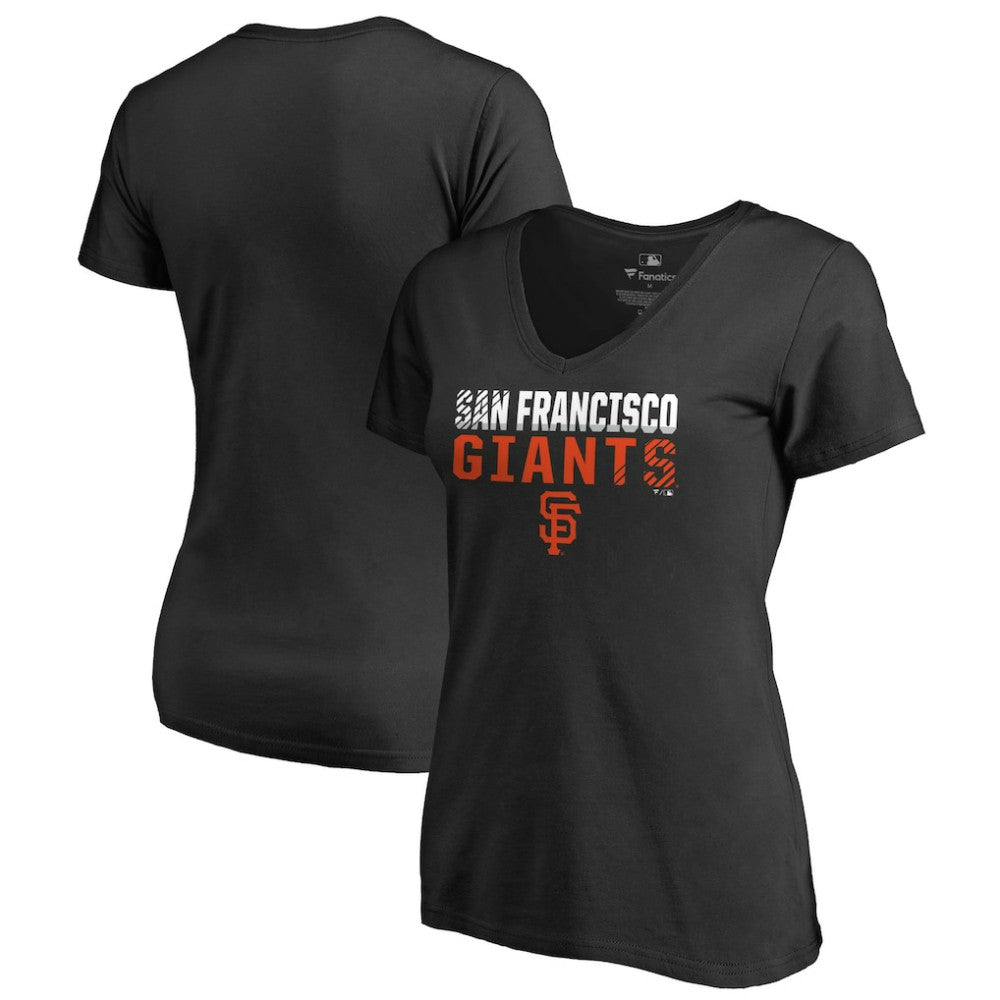 San Francisco Giants Women's Fade Out V-Neck T-Shirt - Black - MLB on Sale