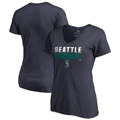 Seattle Mariners Women's Fade Out V-Neck T-Shirt - Navy - MLB on Sale