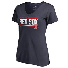Boston Red Sox Women's Onside Stripe V-Neck T-Shirt - Navy - MLB Lifestyle