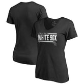 Chicago White Sox Women's Onside Stripe V-Neck T-Shirt - Black - MLB Lifestyle