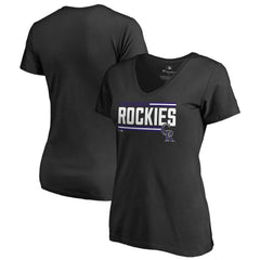 Colorado Rockies Women's Onside Stripe V-Neck T-Shirt - Black - MLB Online