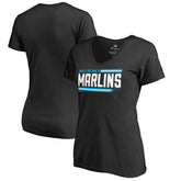 Miami Marlins Women's Onside Stripe V-Neck T-Shirt - Black - MLB Online