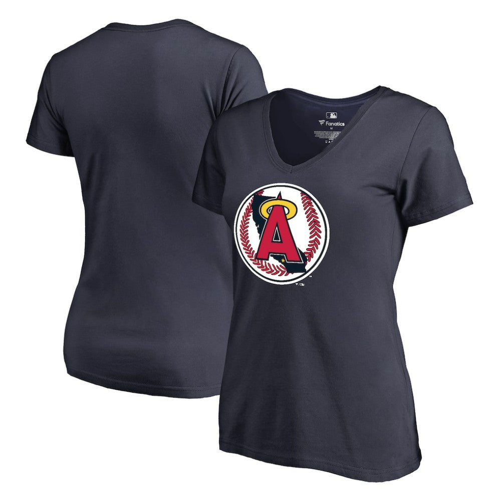 California Angels Women's Cooperstown Collection Vintage Forbes V-Neck T-Shirt - Navy - MLB Discount