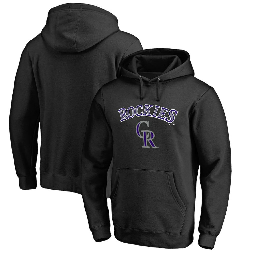 Colorado Rockies Team Lockup Fitted Pullover Hoodie - Black - MLB on Sale