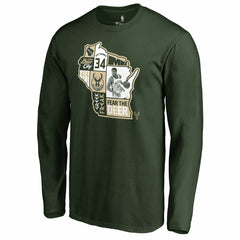 Giannis Antetokounmpo Milwaukee Bucks Player State Long Sleeve T-Shirt Hunter Green