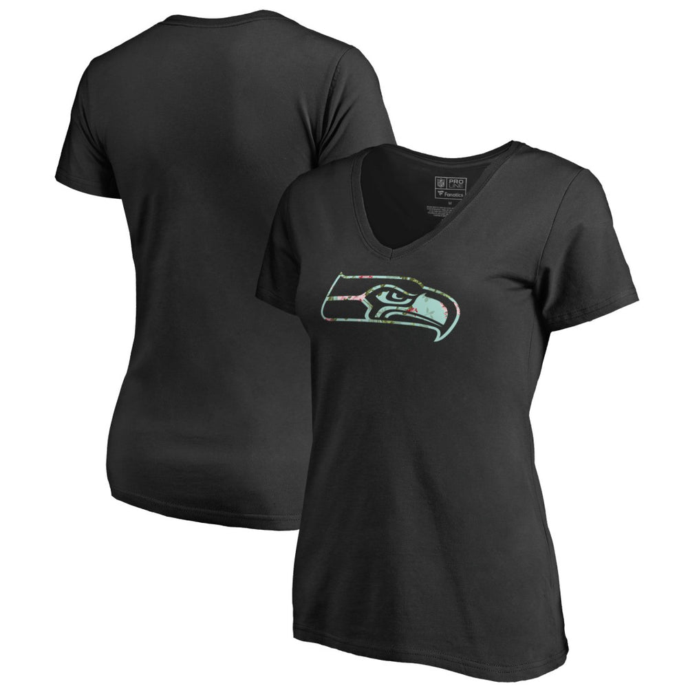 Seattle Seahawks Women's Lovely V-Neck T-Shirt Black