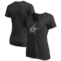 Dallas Stars Women's Lovely V-Neck T-Shirt - Black - NHL 3074446