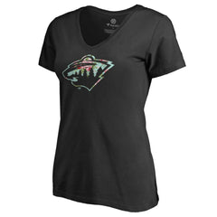 Minnesota Wild Women's Lovely V-Neck T-Shirt - Black - NHL 3074451