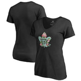 Toronto Maple Leafs Women's Lovely V-Neck T-Shirt - Black - NHL 3074463