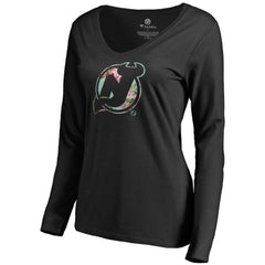 New Jersey Devils Women's Lovely Long Sleeve V-Neck T-Shirt - Black - NHL 3074485