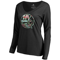 New York Islanders Women's Lovely Long Sleeve V-Neck T-Shirt - Black - NHL 3074486