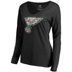St. Louis Blues Women's Lovely Long Sleeve V-Neck T-Shirt - Black - NHL 3074492