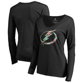 Tampa Bay Lightning Women's Lovely Long Sleeve V-Neck T-Shirt - Black - NHL 3074493