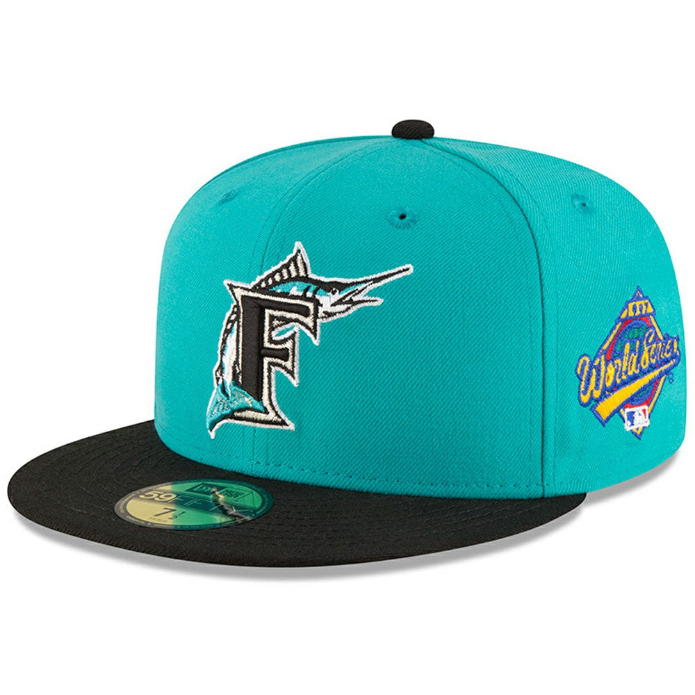 Florida Marlins New Era World Series Wool 59FIFTY Fitted Hat - Aqua - New Era Lifestyle