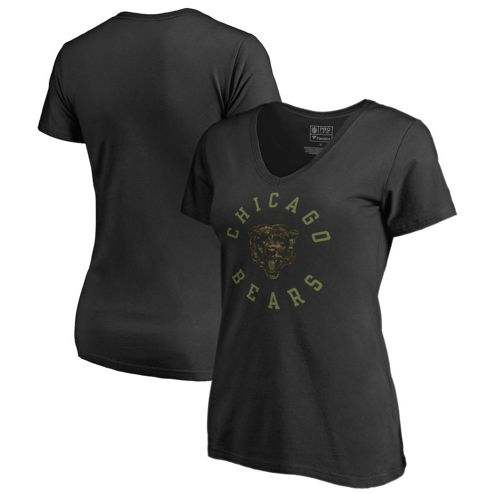 Chicago Bears Women's Camo Collection Liberty V-Neck T-Shirt Black