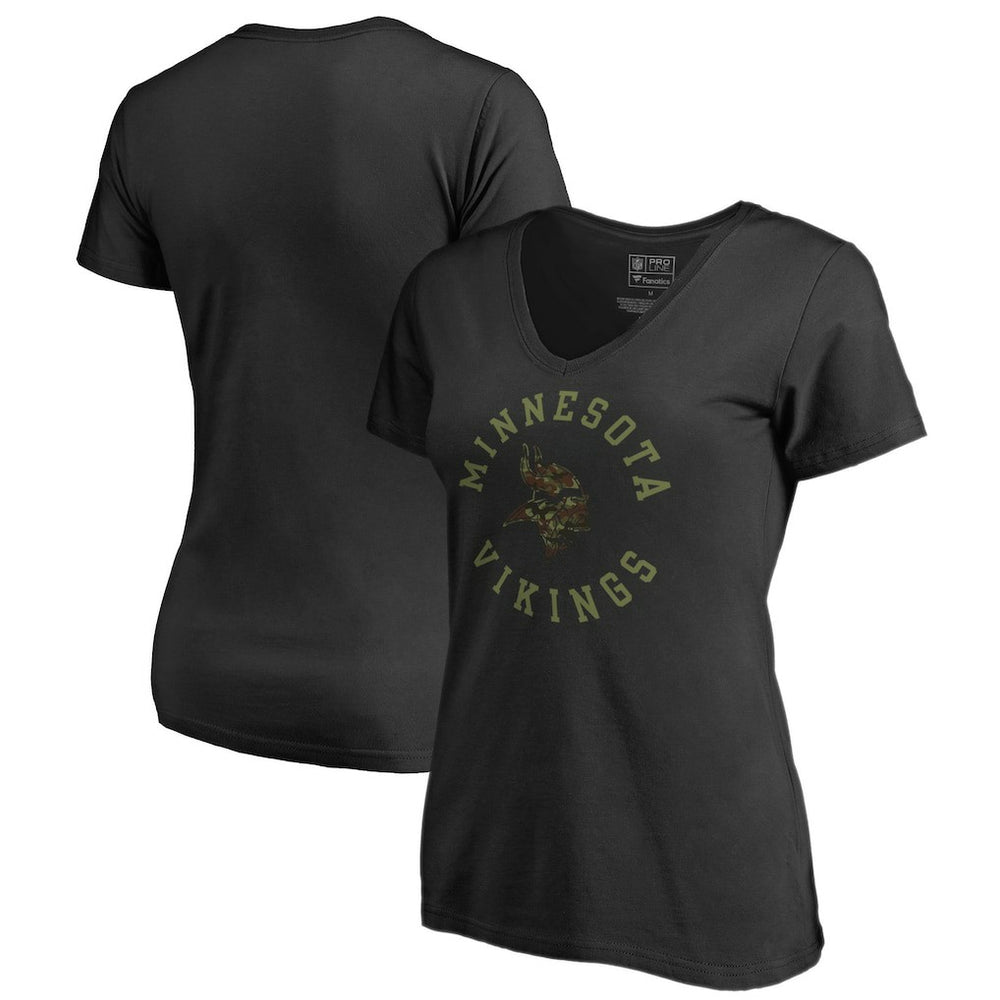 Minnesota Vikings Women's Camo Collection Liberty V-Neck T-Shirt Black