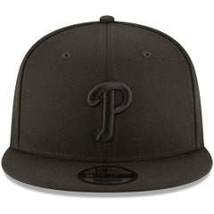 Philadelphia Phillies New Era Black on Black 9FIFTY Team Snapback Adjustable Hat - Black - New Era Sale