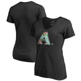 Arizona Diamondbacks Women's Lovely V-Neck T-Shirt - Black - MLB Lifestyle