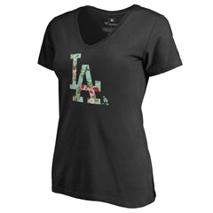 Los Angeles Dodgers Women's Lovely V-Neck T-Shirt - Black - MLB Discount