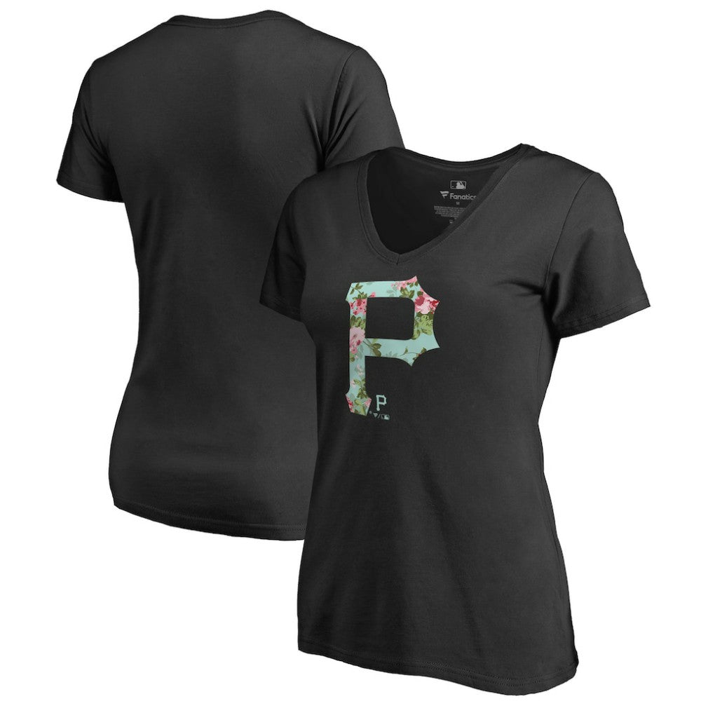Pittsburgh Pirates Women's Lovely V-Neck T-Shirt - Black - MLB Lifestyle