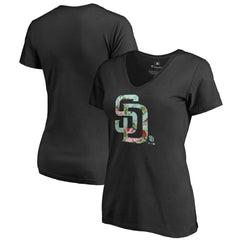 San Diego Padres Women's Lovely V-Neck T-Shirt - Black - MLB Sale
