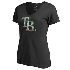 Tampa Bay Rays Women's Lovely V-Neck T-Shirt - Black - MLB Sale