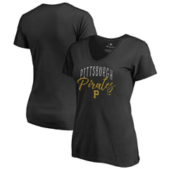 Pittsburgh Pirates Women's Graceful V-Neck T-Shirt - Black - MLB Lifestyle