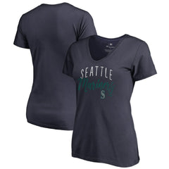 Seattle Mariners Women's Graceful V-Neck T-Shirt - Navy - MLB on Sale