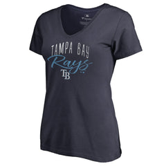 Tampa Bay Rays Women's Graceful V-Neck T-Shirt - Navy - MLB Discount
