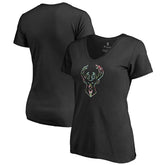 Milwaukee Bucks Lovely V-Neck T-Shirt Black