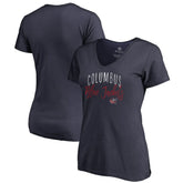 Columbus Blue Jackets Women's Graceful V-Neck T-Shirt - Navy - NHL 3088737