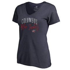 Columbus Blue Jackets Women's Graceful V-Neck T-Shirt - Navy - NHL 3088737