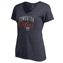 Edmonton Oilers Women's Graceful V-Neck T-Shirt - Navy - NHL 3088740