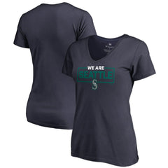 Seattle Mariners Women's We Are Icon V-Neck T-Shirt - Navy - MLB Lifestyle