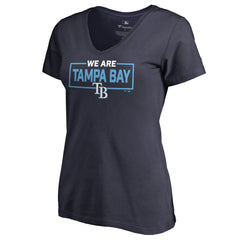 Tampa Bay Rays Women's We Are Icon V-Neck T-Shirt - Navy - MLB Lifestyle