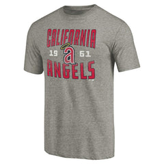 California Angels Cooperstown Collection Vintage Antique Stack Tri-Blend T-Shirt - Gray - MLB Lifestyle