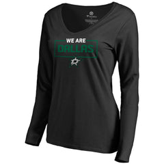 Dallas Stars Women's Iconic Collection We Are Long Sleeve V-Neck T-Shirt - Black - NHL 3120569