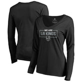 Los Angeles Kings Women's Iconic Collection We Are Long Sleeve V-Neck T-Shirt - Black - NHL 3120573