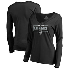 Los Angeles Kings Women's Iconic Collection We Are Long Sleeve V-Neck T-Shirt - Black - NHL 3120573