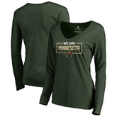 Minnesota Wild Women's Iconic Collection We Are Long Sleeve V-Neck T-Shirt - Green - NHL 3120574