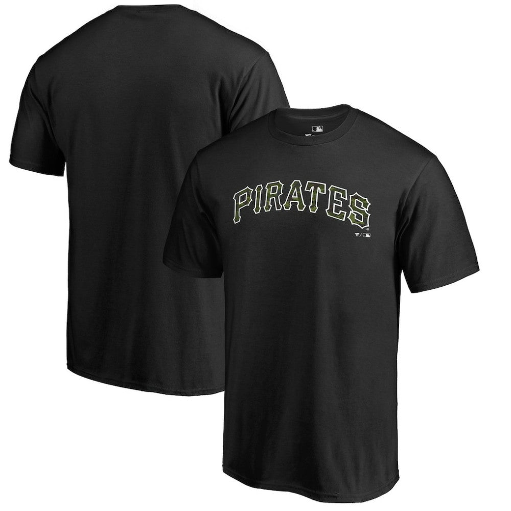 Pittsburgh Pirates Armed Forces Wordmark T-Shirt - Black - MLB Lifestyle