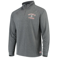 Detroit Tigers Stitches Team Raglan Quarter-Zip Pullover Jacket - Heathered Charcoal - MLB Lifestyle